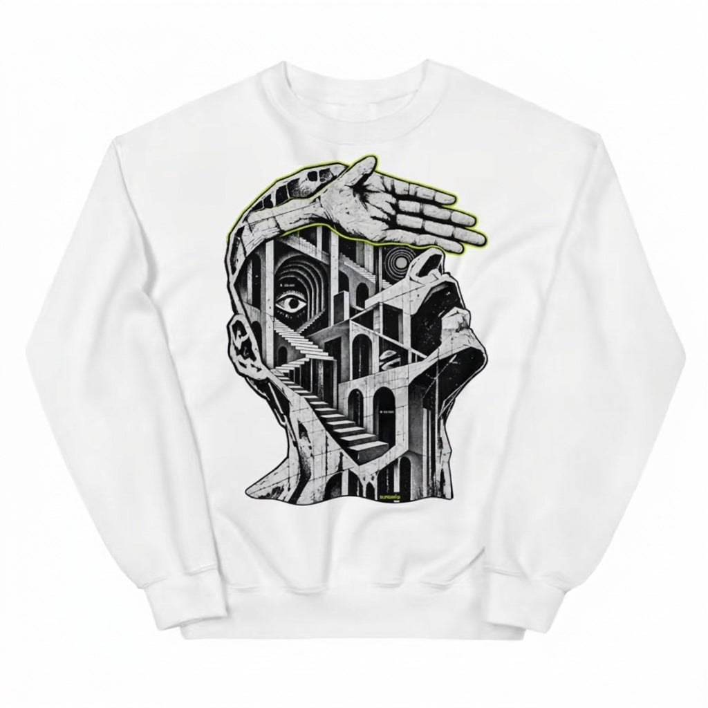 SUNSEILO DROP 01 SILO ホワイト グラフィック クルーネックスウェット