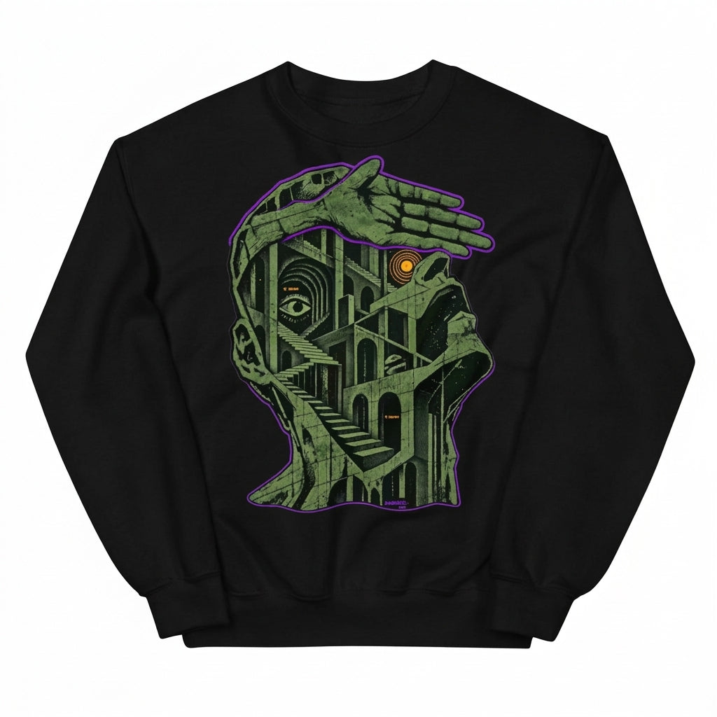 SUNSEILO DROP 01 KURO ブラック 建築グラフィック クルーネックスウェット