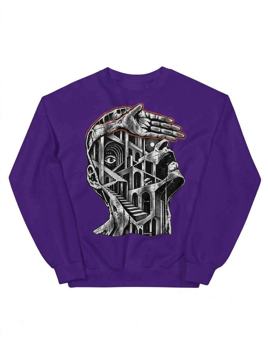 SUNSEILO DROP 01 MURASAKI パープル 建築グラフィック クルーネックスウェット