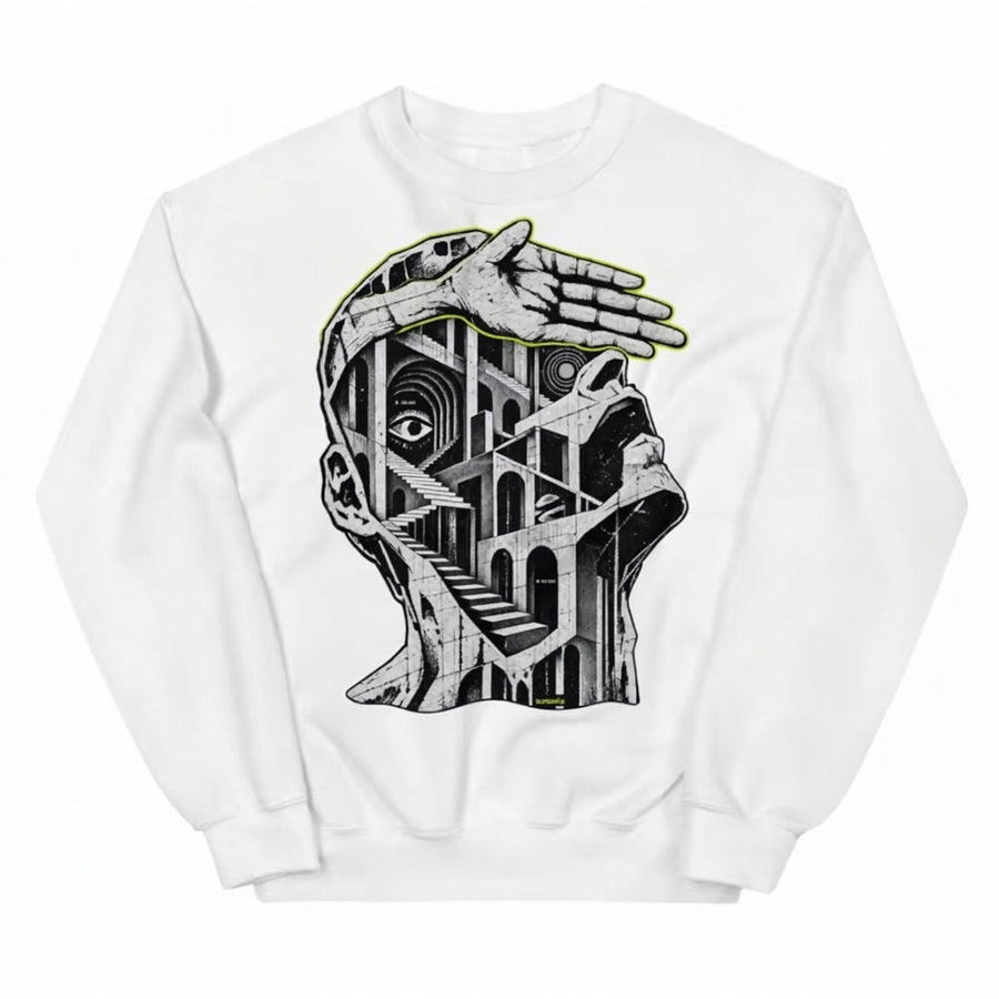SUNSEILO DROP 01 SILO ホワイト グラフィック クルーネックスウェット