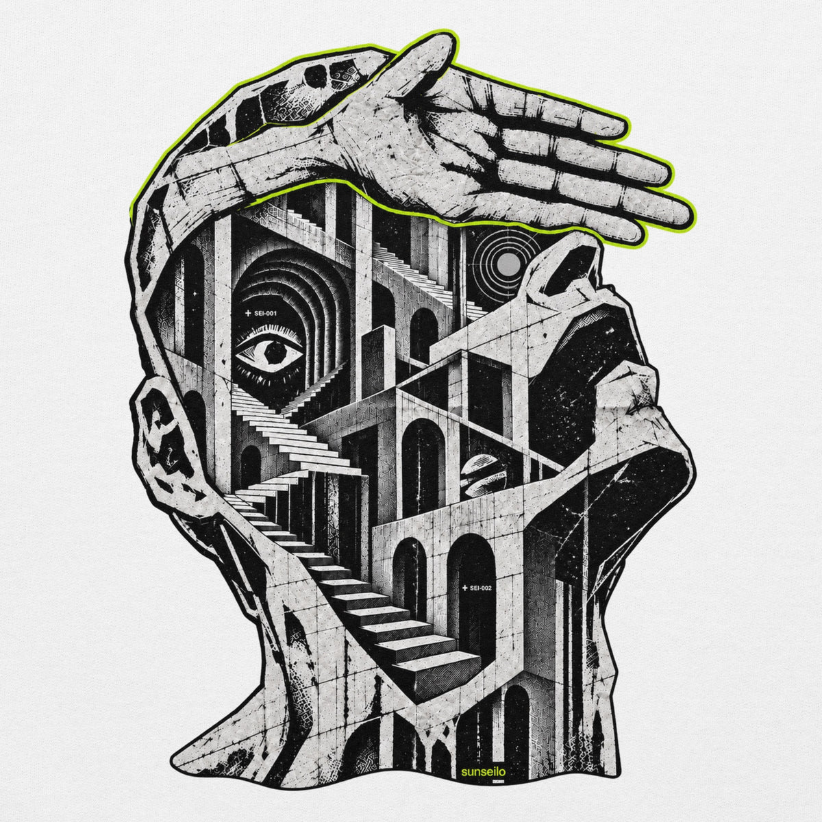 SUNSEILO SILO ホワイト クルーネックスウェット 前面モックアップ